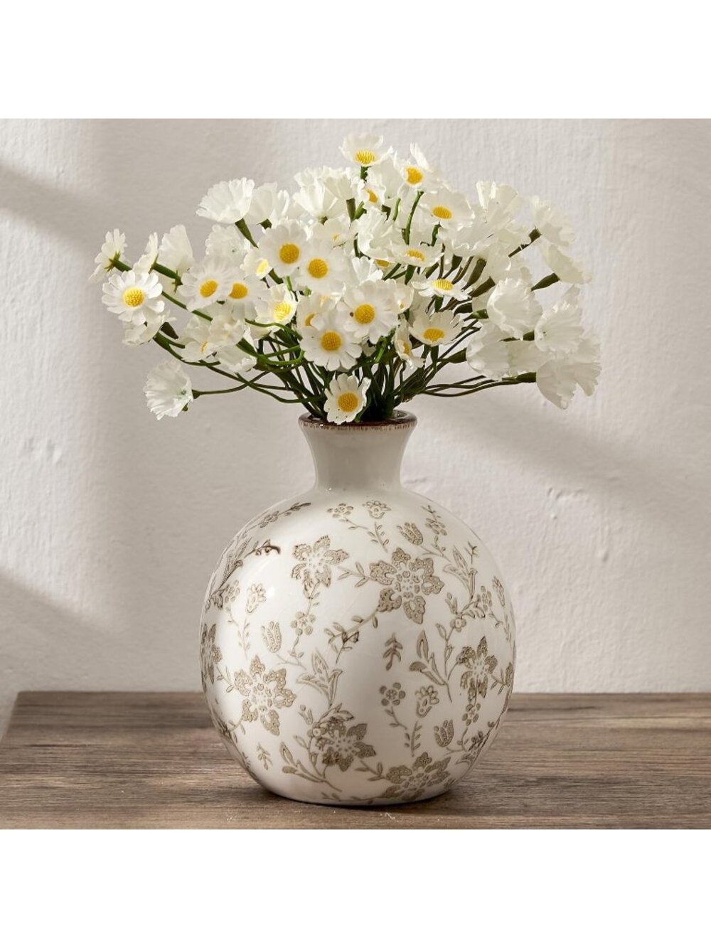 5.98" Ceramic Flower Antique Vintage Rustic Chinoiserie Floral Vase For Home Dec